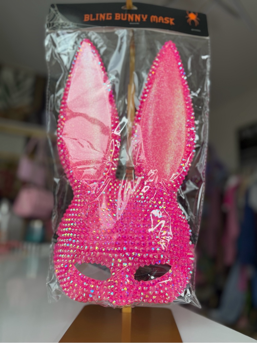 Pink Bling Bunny Mask Rhinestone Glitter Halloween Cosplay Costume NEW